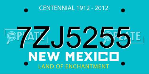 7ZJ5255 New Mexico License Plate
