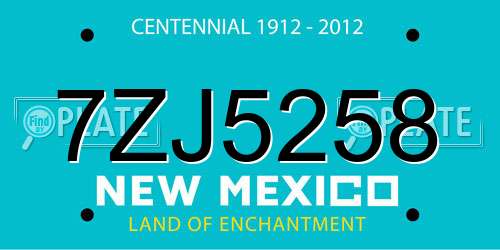 7ZJ5258 New Mexico License Plate