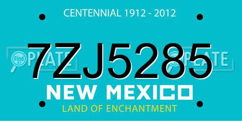 7ZJ5285 New Mexico License Plate