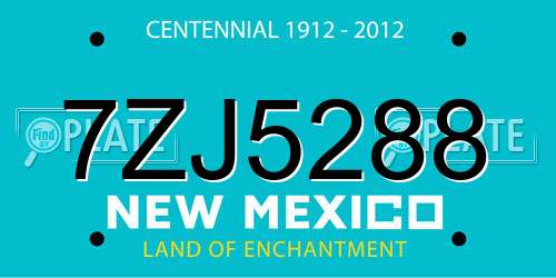 7ZJ5288 New Mexico License Plate