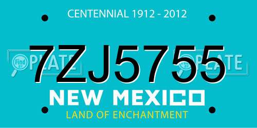 7ZJ5755 New Mexico License Plate