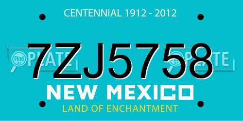 7ZJ5758 New Mexico License Plate