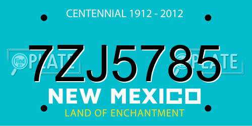 7ZJ5785 New Mexico License Plate