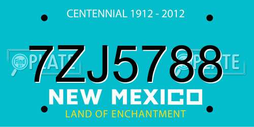 7ZJ5788 New Mexico License Plate
