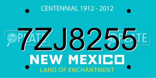 7ZJ8255 New Mexico License Plate
