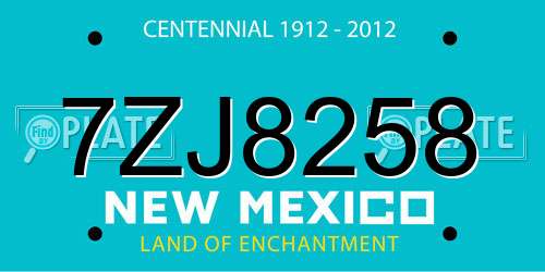 7ZJ8258 New Mexico License Plate