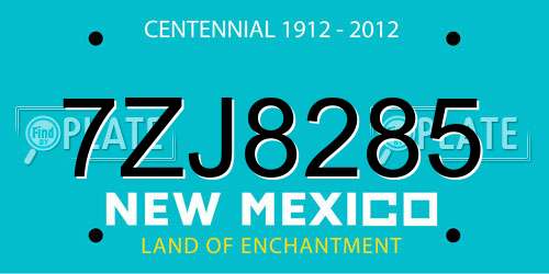 7ZJ8285 New Mexico License Plate