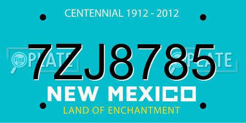 7ZJ8785 New Mexico License Plate
