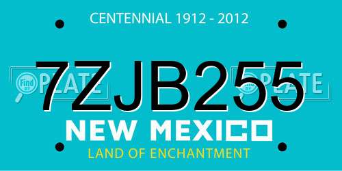 7ZJB255 New Mexico License Plate
