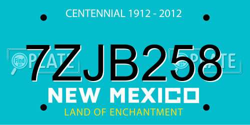 7ZJB258 New Mexico License Plate