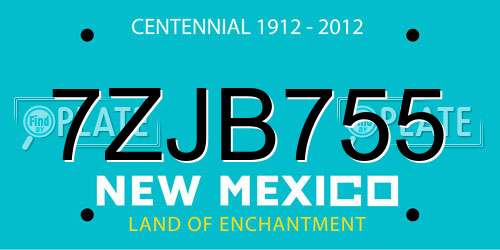 7ZJB755 New Mexico License Plate