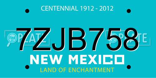 7ZJB758 New Mexico License Plate