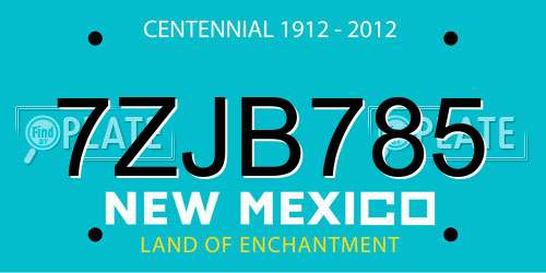 7ZJB785 New Mexico License Plate
