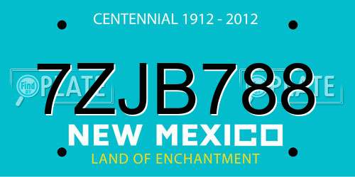 7ZJB788 New Mexico License Plate