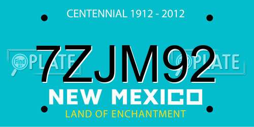 7ZJM92 New Mexico License Plate