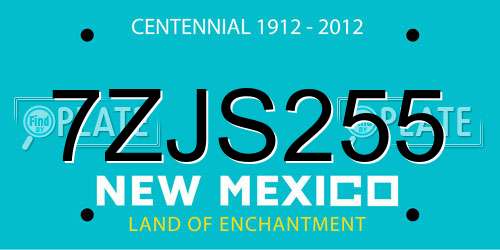 7ZJS255 New Mexico License Plate