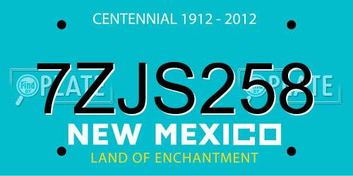 7ZJS258 New Mexico License Plate