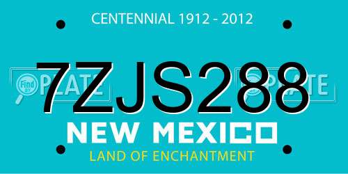 7ZJS288 New Mexico License Plate