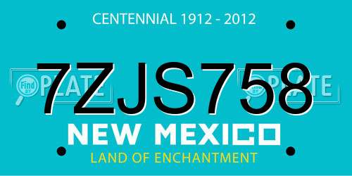 7ZJS758 New Mexico License Plate