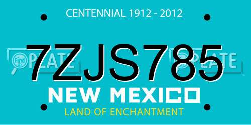 7ZJS785 New Mexico License Plate