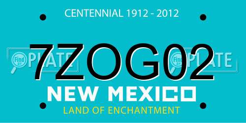 7ZOG02 New Mexico License Plate