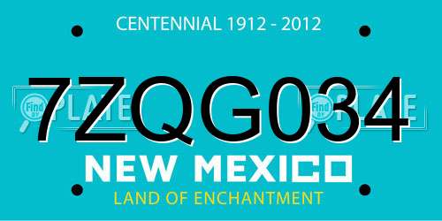 7ZQG034 New Mexico License Plate