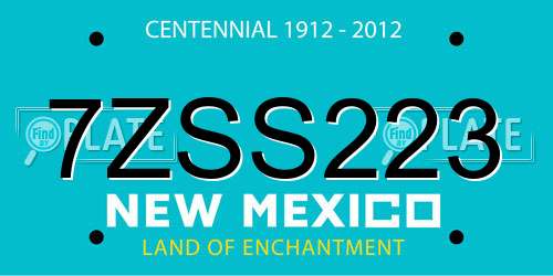7ZSS223 New Mexico License Plate