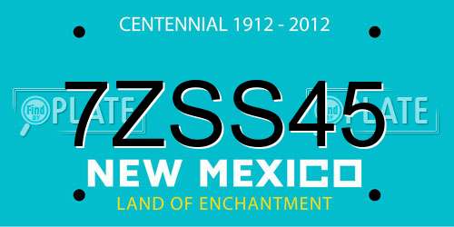 7ZSS45 New Mexico License Plate
