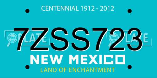 7ZSS723 New Mexico License Plate