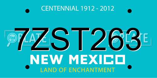 7ZST263 New Mexico License Plate