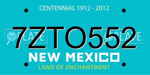 7ZTO552 New Mexico License Plate