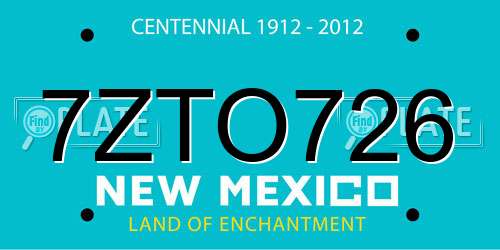 7ZTO726 New Mexico License Plate