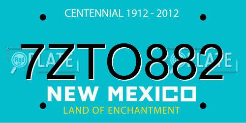 7ZTO882 New Mexico License Plate