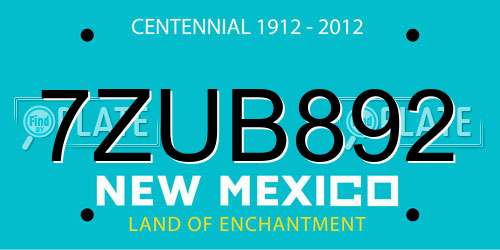 7ZUB892 New Mexico License Plate