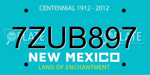 7ZUB897 New Mexico License Plate