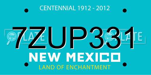 7ZUP331 New Mexico License Plate