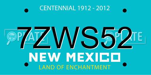 7ZWS52 New Mexico License Plate