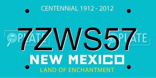 7ZWS57 New Mexico License Plate