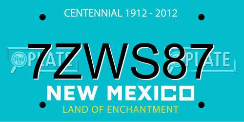 7ZWS87 New Mexico License Plate