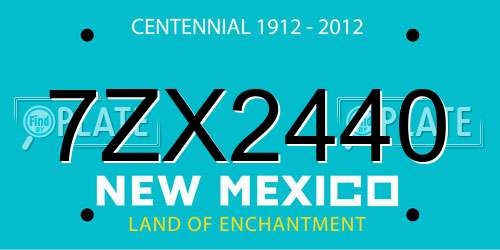 7ZX2440 New Mexico License Plate