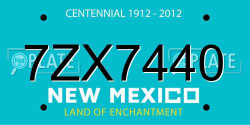 7ZX7440 New Mexico License Plate