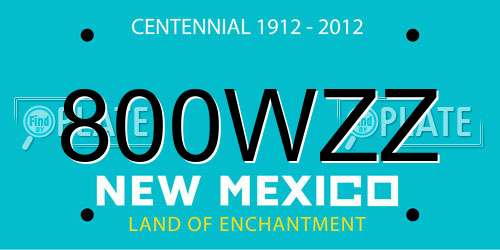 800WZZ New Mexico License Plate