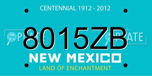 8015ZB New Mexico License Plate
