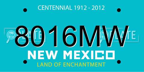 8016MW New Mexico License Plate