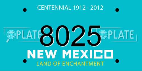 8025 New Mexico License Plate