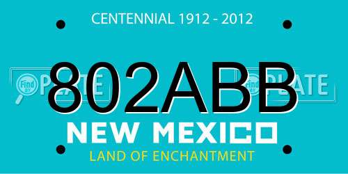 802ABB New Mexico License Plate