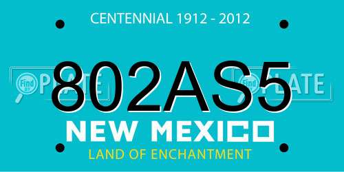 802AS5 New Mexico License Plate