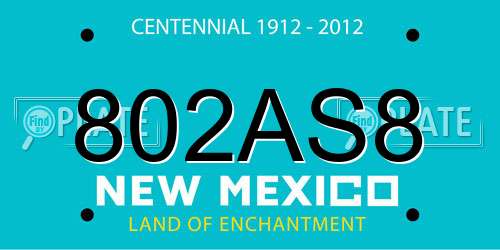 802AS8 New Mexico License Plate