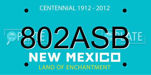 802ASB New Mexico License Plate