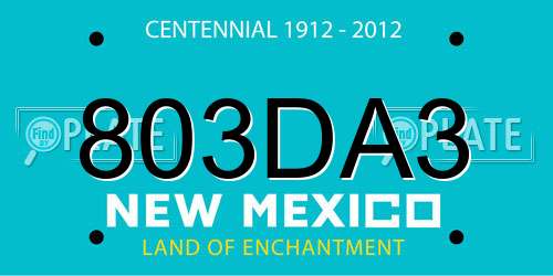 803DA3 New Mexico License Plate